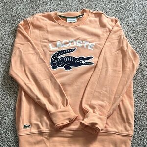 Lacoste Orange Crewneck Sweater with Iconic Crocodile Logo